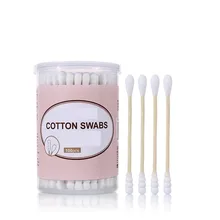 100 шт./компл. одноразовые ватные палочки для макияжа деревянные палочки двойная головка ватный тампон Чистка ушей инструмент медицинская палочка для здоровья