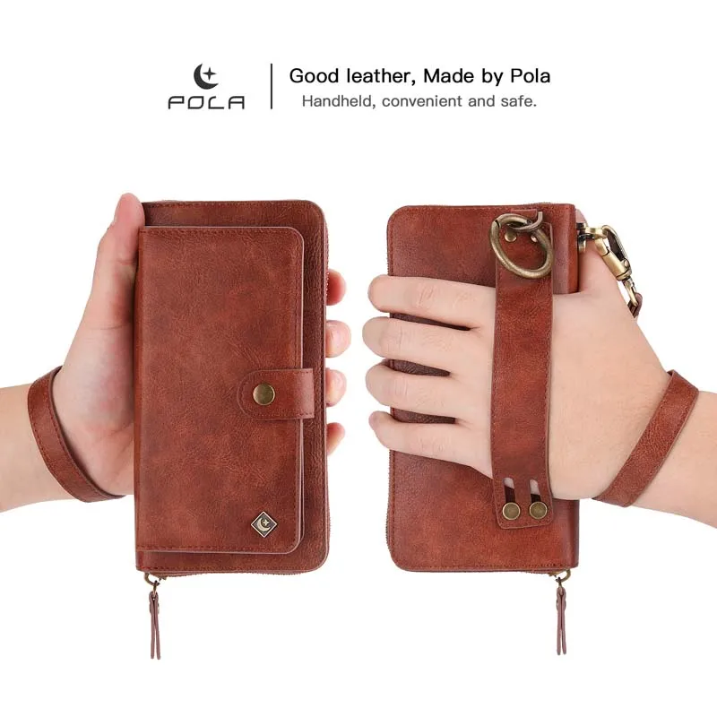 

Removable Handbag Multifunction PU Leather Zipper Wallet Card Mobile Phone Bag Coque Case For Huawei P30 P3OPro P30Lite KS0177