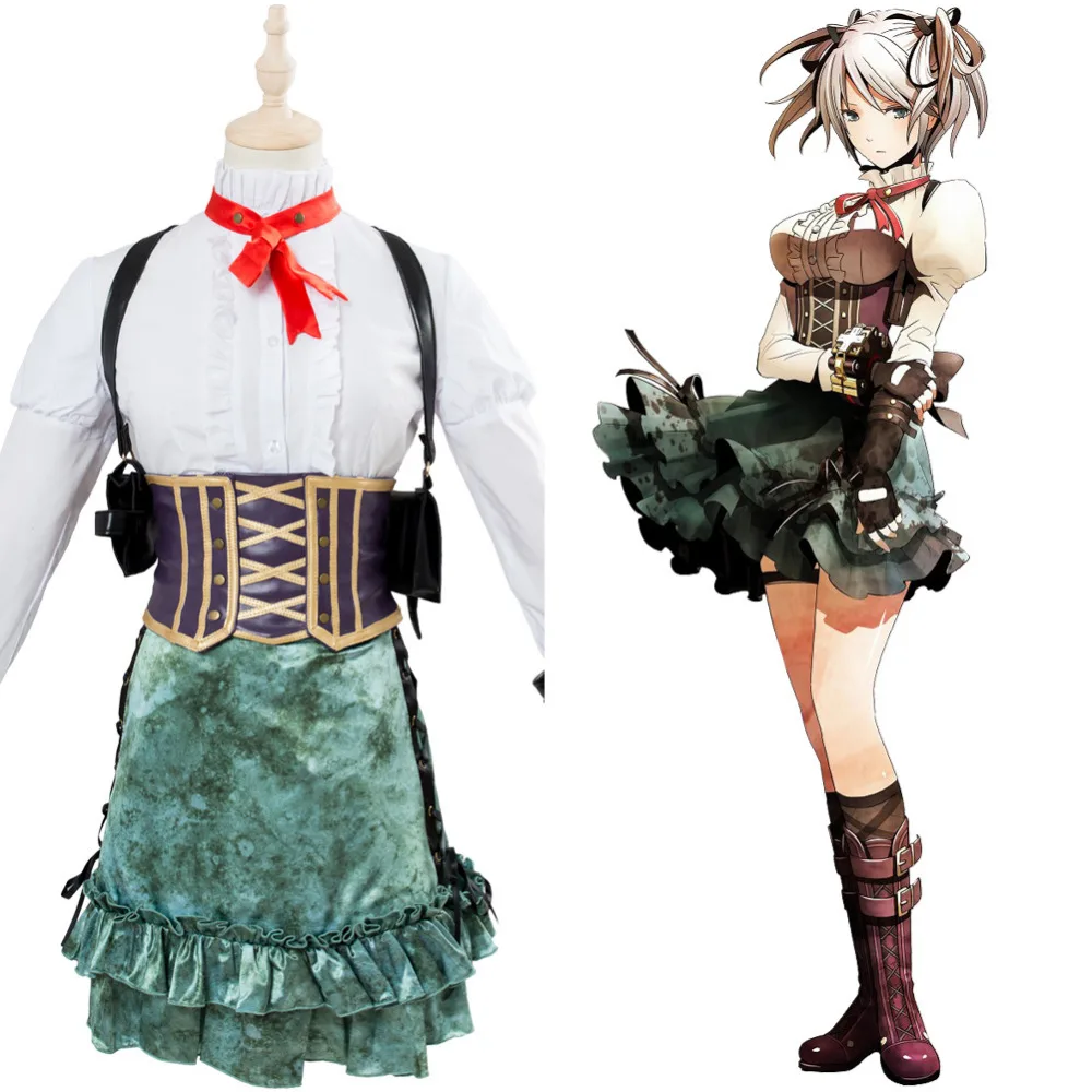God Eater 2 Ciel Alencon карнавальный костюм рубашка корсет юбка для девочек Женский на