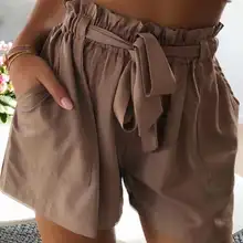 Женские короткие штаны Повседневное Летняя мода середины талии свободные однотонные мягкие женские шорты