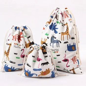 

3pcs /set Cute Printed Cotton Exclusive Collection Bundle Drawstring Tea Gift Candy Smoking cartoon print shopping Bag