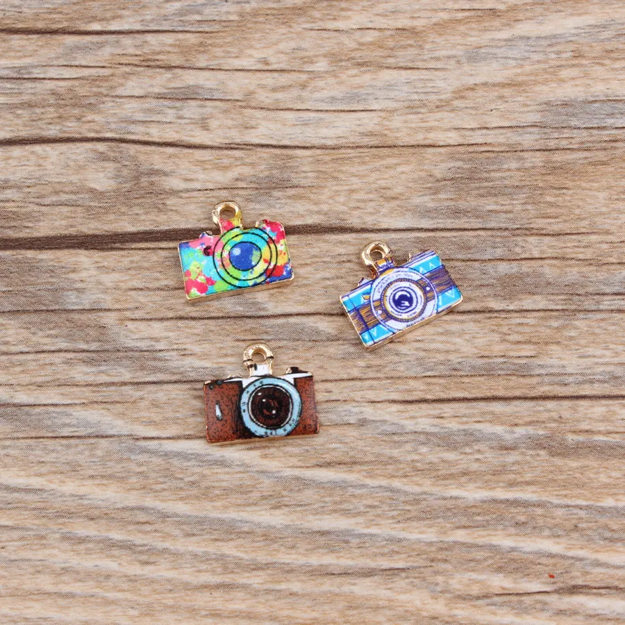 10pcs/lot Zinc Alloy Enamel Colorful Mini Camera Charm Pendant For Necklace Bracelet Fashion Jewelry Makings DIY 13*14mm | Украшения и