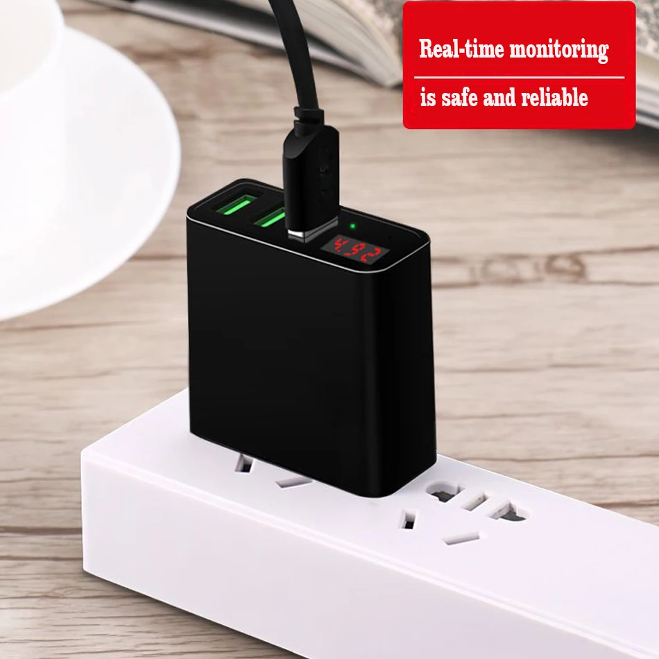 3A 3 Ports Universal Cell Phone Power Adapter Dual USB Mobile Travel Wall Charger for iPhone Samsung iPad with LED Display2