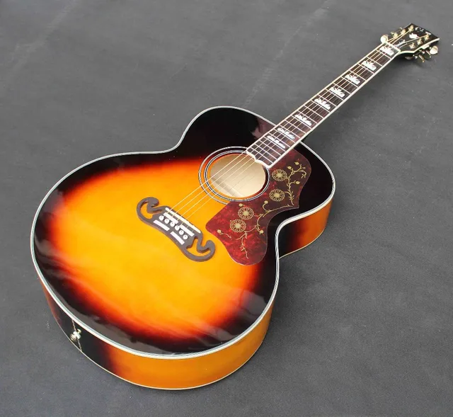 Cheap 2017 Nova Fabrica produto estoque Chibson J200 Sunburst guitarra, replica J200 acustico da guitarra eletrica bordo top  guitarra