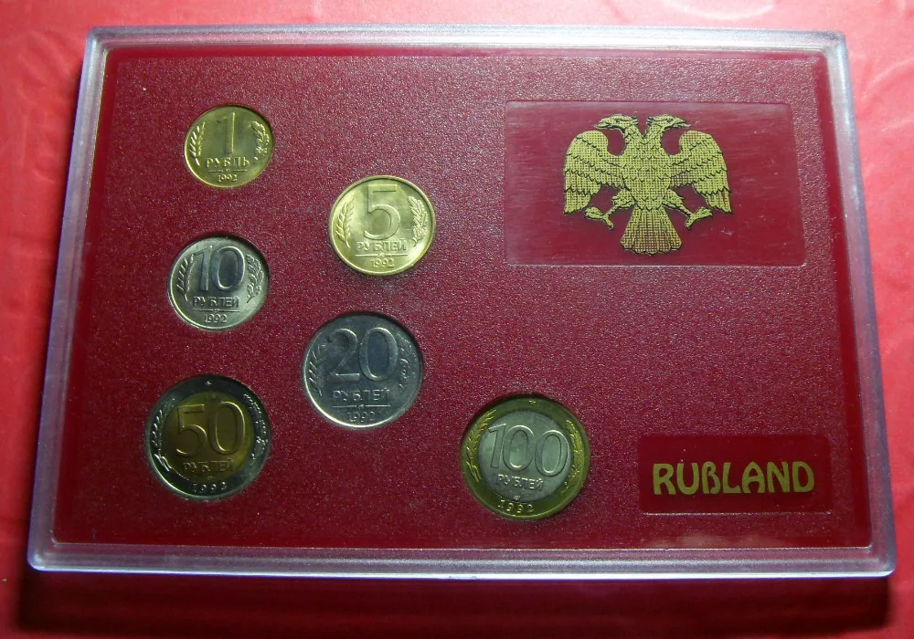 

6pcs 1992 year Russia coins with Two-color inlay currencygift present original coin