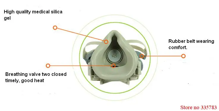 7772 Респиратор маска белый большой размер Силиконовые пыли маска PM2.5 пыли дым анти загрязнения безопасности защиты маска