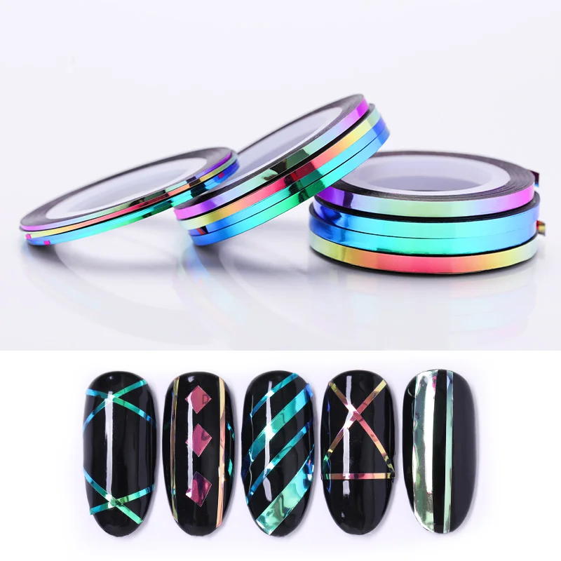 

4 Rolls/Set Chameleon 1mm 2mm 3mm Nail Striping Tape Line Adhesive Decals Colorful DIY Nail Art Decorations Design