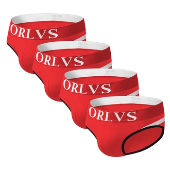 

ORLVS 4Pcs/lot mens bikini briefs sexy underwear men cotton ropa interior hombre gay mens briefs sexy men underwear plus size