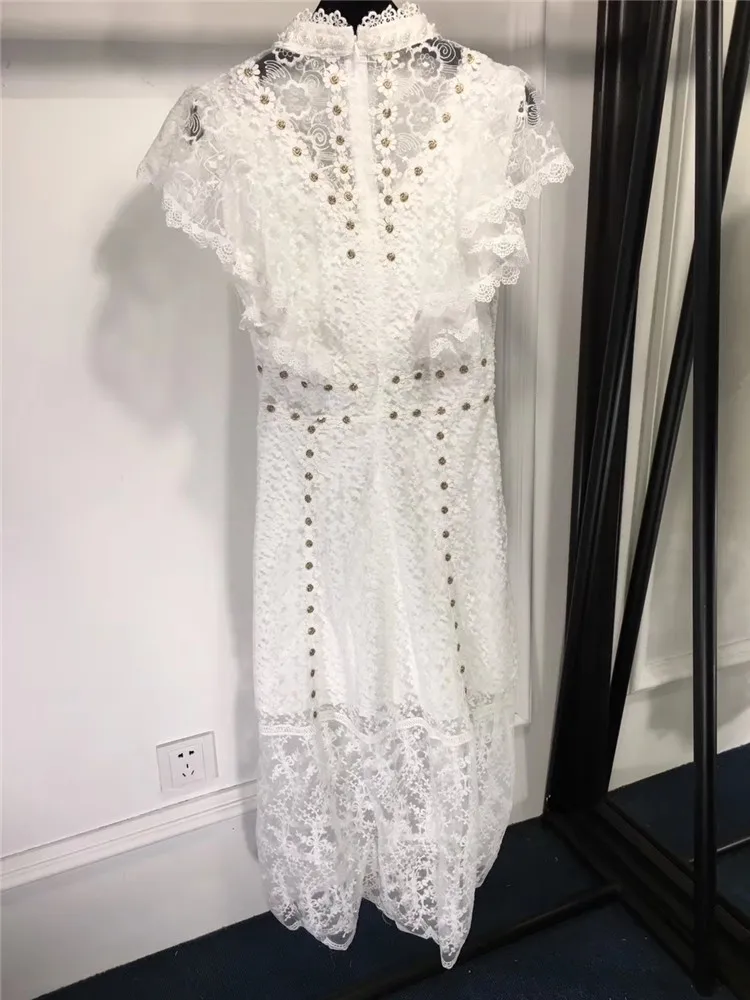 Robes Fête Femmes Mode Tenue 2019 Fomolayime Évider De Printemps Blanc Nouveauté Femme Robe qvx5t