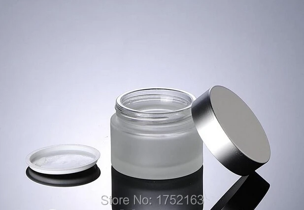 30 г матовая стеклянная баночка для крема с алюминиевой крышкой фотография