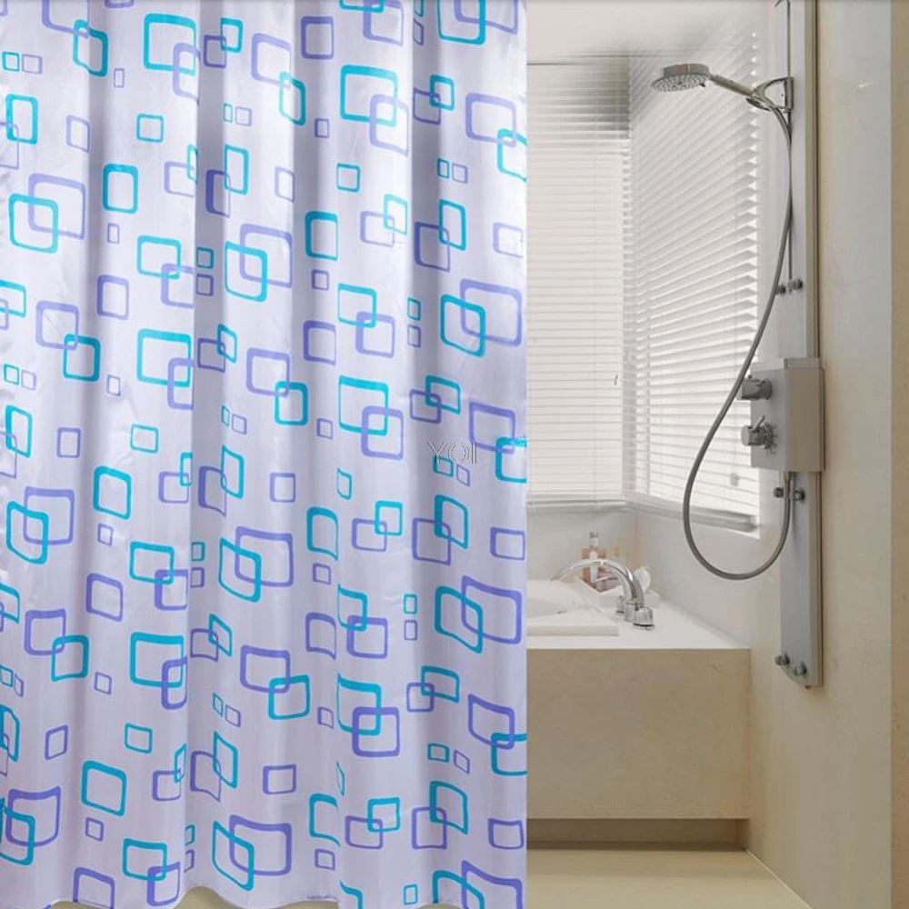 

1Pc Polyester Waterproof Fabric Random Pattern & Hooks Bathroom Shower Curtain W18 Drop ship