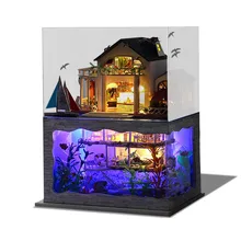 Cute Families House Miniature Dollhouse Toys Hawaiian Villa Wood DIY Dollhouse Valentine Gift Kids Toys Juguetes Brinquedos sylvanian families house dollhouse diy creative sweet appointment wooden toys for kids girlfriend gift juguetes brinquedos