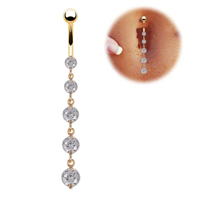 Whole Gold Stone Star Steel Belly Navel Ring Bar Bell Piercing Whole Gold Stone Star Steel Belly Navel Ring Bar Bell Piercing Clear Cz 4 G Set