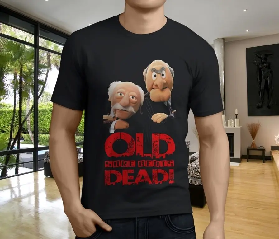 

Hot New Grumpy Old Men Retro 1980 Muppets Men's Black T-Shirt Size Cartoon t shirt men Unisex New Fashion tshirt free shipping