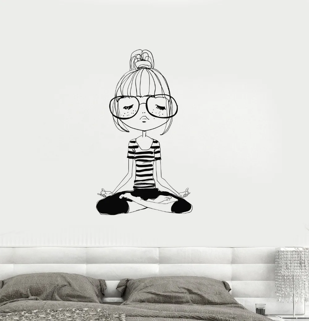 Us 7 33 31 Off Yoga Meditation Cute Teen Girl Room Zen Black Wall Stickers Home Decor Living Room Mural Poster Art Decals Yy104 In Wall Stickers