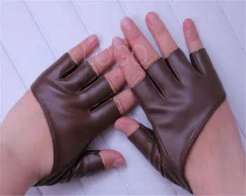 

1Pair Fashion PU leather Half Palm Half Finger Lady Gloves Show Gloves Dancing Gloves 19cm Palm