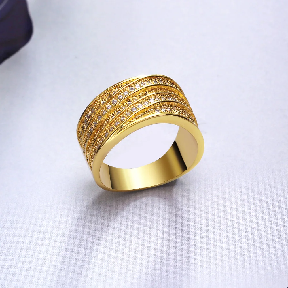 DreamCarnival 1989 Stackable Wedding Band Ring Classic Gold Color Size 6 to 10 Zirconia Anniversary Lovers Jewelry Anillos 65926