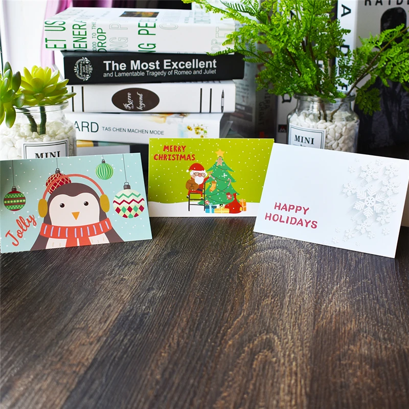 6 шт Новогодняя благодарственная Рождественская открытка с наклейки на конверте зимние праздники пользовательские заметки карта пустая внутри поздравительная открытка подарки