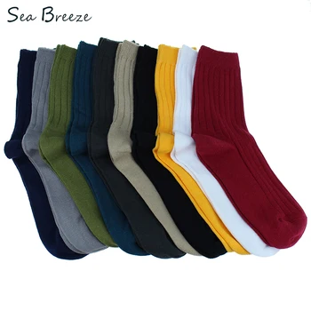 

Sea Breeze Brand Autumn winter Vintage Vertical striped thick Socks Women Fashion Girl Casual Double needle cotton knitted Socks
