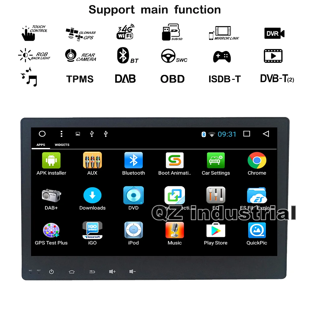 Excellent QZ industrial HD 8inch Android 8.1 T3 for Toyota Hilux Car DVD player with 3G 4G WIFI GPS Radio BT Navigation SWC Stereo RDS Map 1