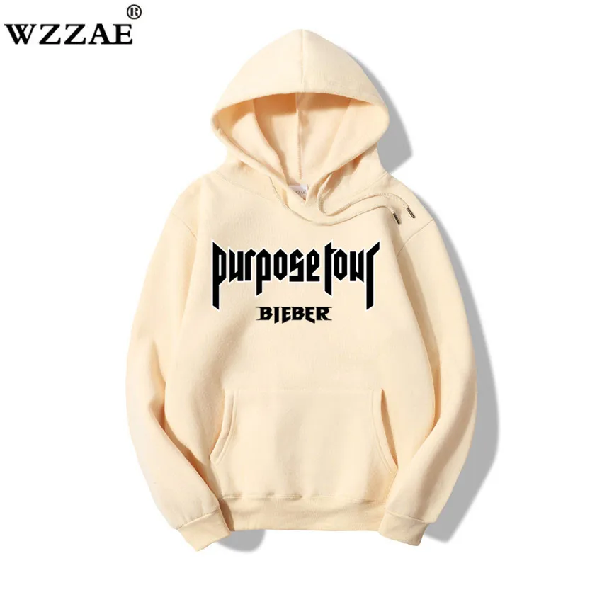 New Hoodies Men Tour Letter Print Hood Design Pullover Fashion Hip Hop Justin Bieber Streetwear Casual Hoodie 2018 Brand Tops