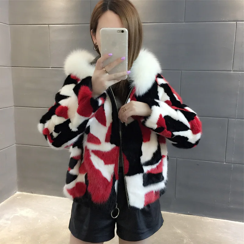 Excellent New winter Women Natural Real Pieces mink fur coat hooded with fox collar Mink Fur Jacket Outwear 3 Excellent New winter Women Natural Real Pieces mink fur coat hooded with fox collar Mink Fur Jacket Outwear 3