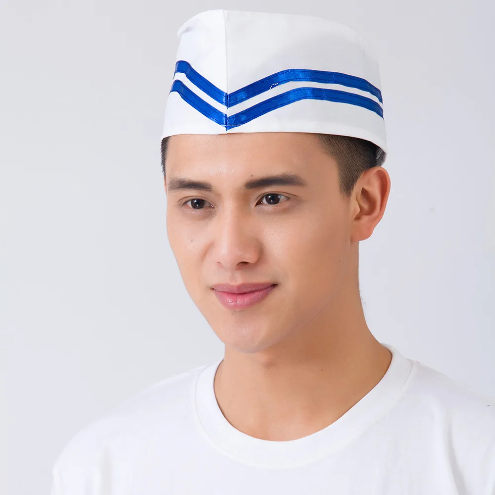 Высокое качество темно-синий стиль шеф-повара плоские шляпы ресторан отель пекарня кухня суши питание рабочая одежда шапки аксессуары