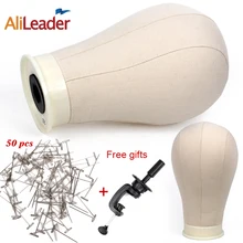 Alileader Wig Head With Stand Canvas Block Head With Wig Holder Mannequin Head Stand Popular Wig Making Tools T Pins Free Gifts