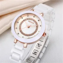 New Arrival Okay1189 100% Ceramic BrandKEZZI Women Wristwatch Crystal Stone Ceramic Watch Ladies free transport