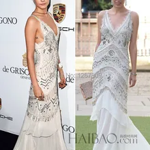 Новинка года; Прямая ; платье знаменитостей с v-образным вырезом и бретельками из шифона с бисером; труба/с рисунком русалки Индивидуальные