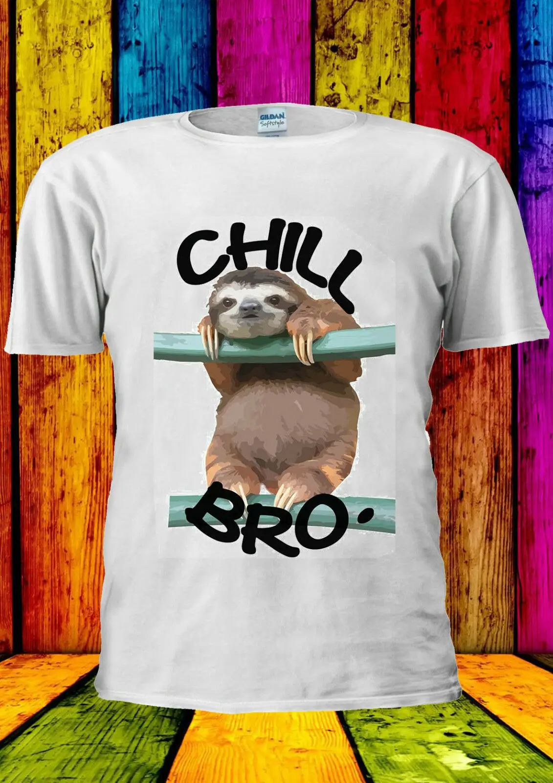 Chill Out Sloth Bro Funny Animal T-shirt VestMen Women Unisex 2236 custom printed tshirt hip hop funny tee | Мужская одежда