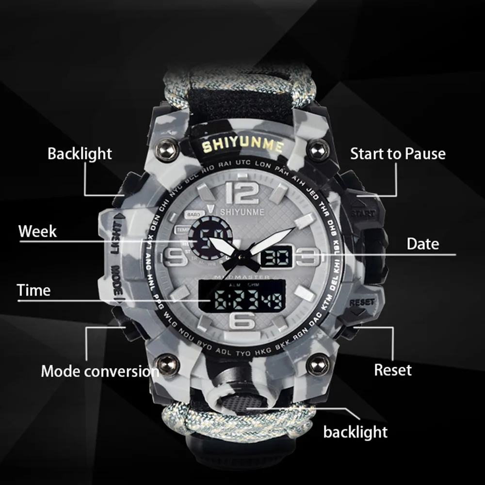 Military Sports Watch Men LED Digital Quartz Double Display - Image 5