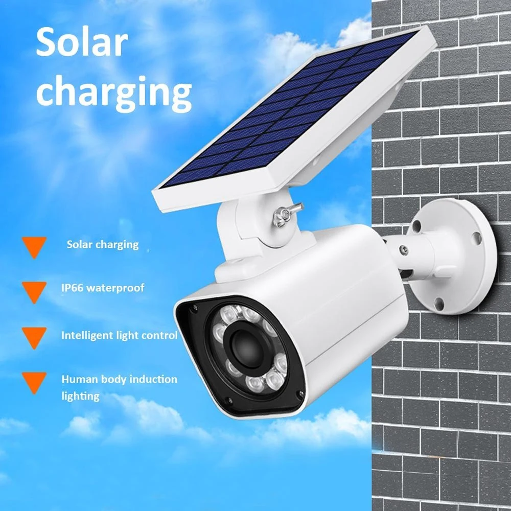 

Fake Camera Solar Power Outdoor Simulation Dummy Camera Waterproof Security CCTV Surveillance Bullet With Flashing LED Light