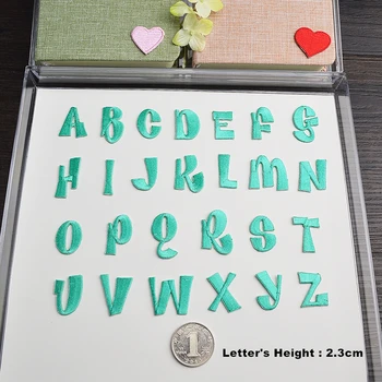 

Green English Letters alphabet embroidered patches applique for clothes shoes bags application iron on patches bordado 1PCS