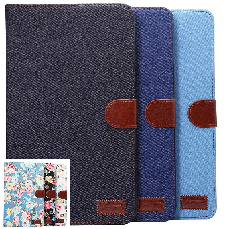 

Jeans Leather Magnetic Case for Samsung Galaxy Tab A A6 T580N T585C 10.1" Tablet With Auto Sleep/Wake Funda Cover+Film+Touch Pen