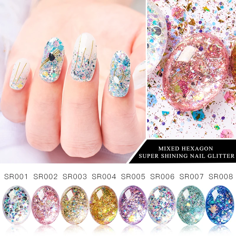 

Nail Glitter Powder Sparkly Nails Gel Polish 3D Holographic Flakes Sequins Pigment Designs Nail Art Manicure Decorations