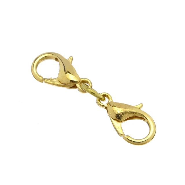 26X7mm Gold Double Lobster Claw Clasp Necklace Bracelet Extender