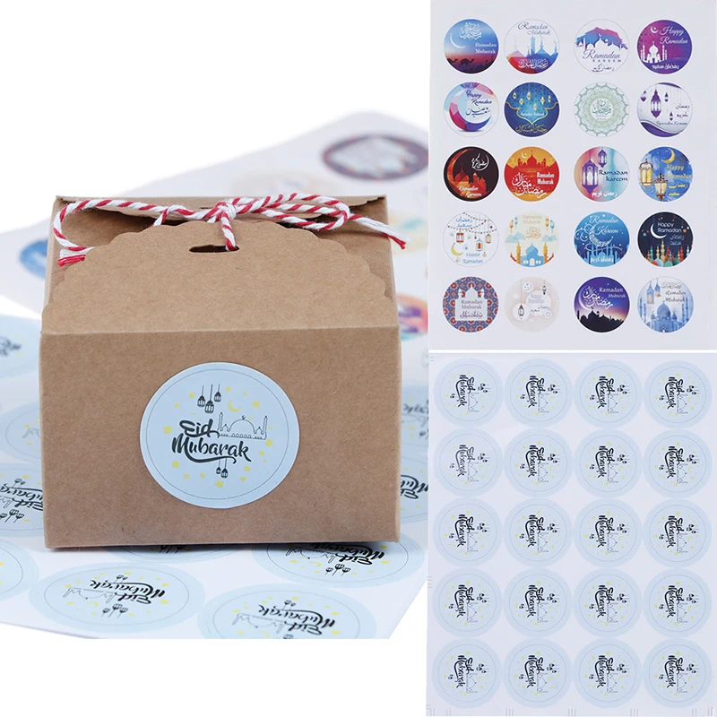 

Muslim Eid Mubarak Stickers 60pcs/3 sheets In Box Lable Paper Seal Gift Stickers Ramadan Mubarak Eid Decorations Islamic Gifts