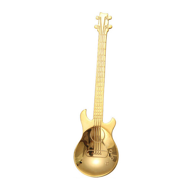 Stainless Steel Cartoon guitar Spoon Creative Milk Coffee Spoon Ice Cream Candy Teaspoon accessories