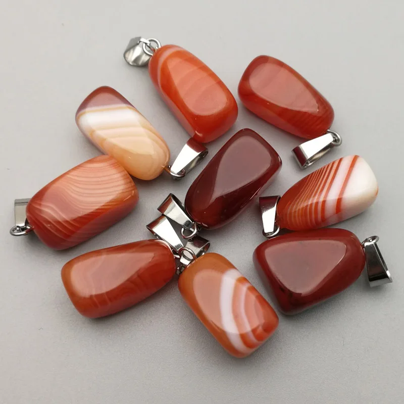 

Fashion Natural orange stripe agates stone 12PCS Irregular shape Pendants for Jewelry Necklace making accessories wholesale