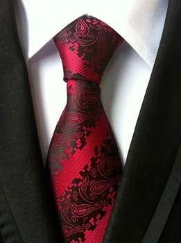

SKng Free shipping Striped Brand New Classic Red Black JACQUARD WOVEN Fashion Silk Men's Tie Necktie