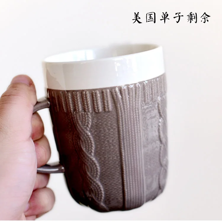 Креативная керамическая кружка, шерстяная теплая чашка, питьевая чашка, чашка для молока, сока, рельефная кружка, чашка для послеобеденного чая, стакан