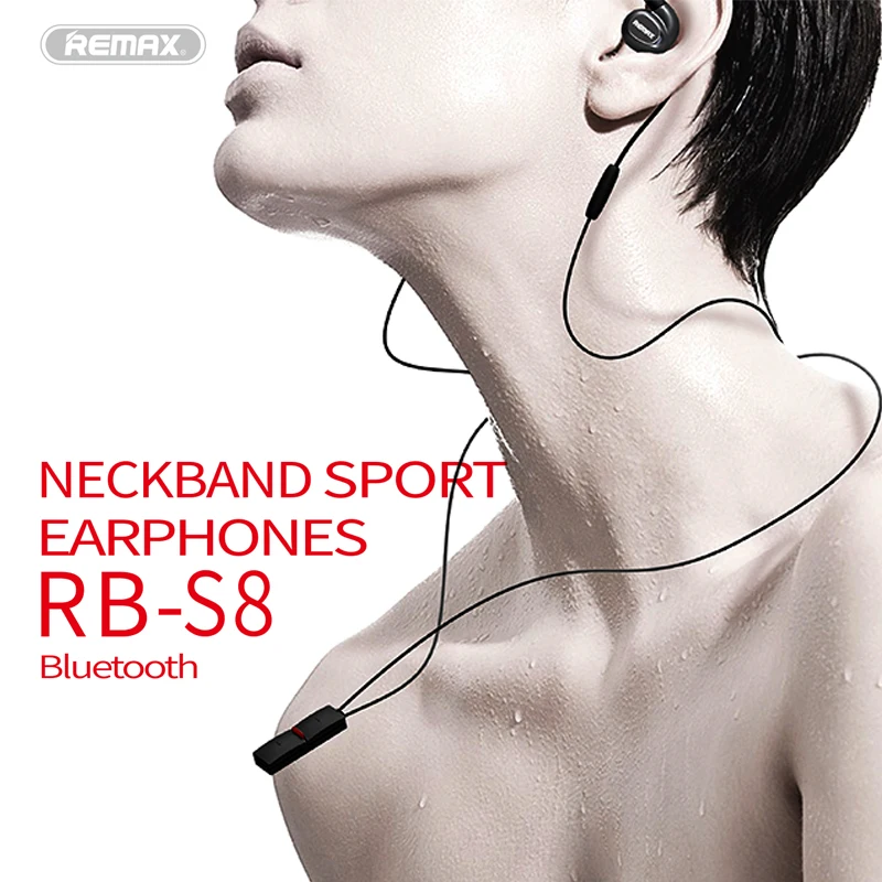 

2017 Original REMAX RB-S8 Sports Wireless Bluetooth 4.1 Magnetic clasp Necklace Earphone with MIC Volume Control Noise Canceling