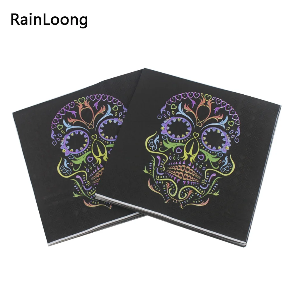 [RainLoong] бумажные салфетки с рисунком черепа для украшения Хэллоуина Панк салфетка Servilleta 33*33 см 1 упак./лот