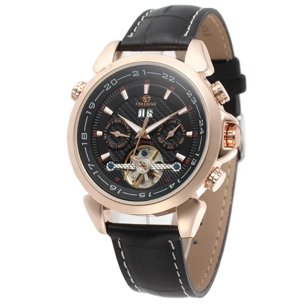 Мужские часы FORSINING Horloges Mannen, известный бренд, день/неделя, турбийон, автоматические механические часы, наручные часы, Подарочная коробка