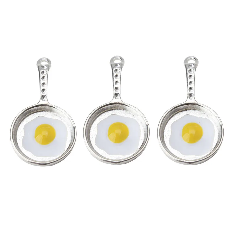 

5pcs/lot Creative Fried Egg Pendant Metal Charms Bracelet Necklace Earring Charms For Diy Jewelry Accessories 30*16mm