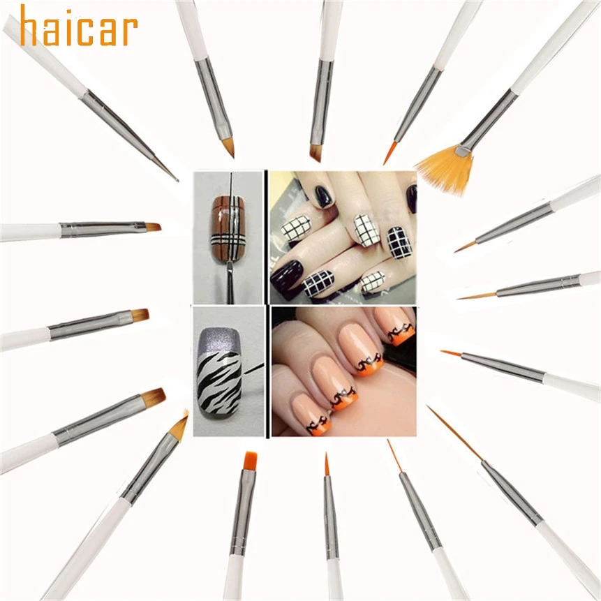 HAICAR любовь Красота посадкой 16 шт./компл. Маникюр Nail Art Украшение росписью полировки Ручка кисти инструменты 160805 Прямая