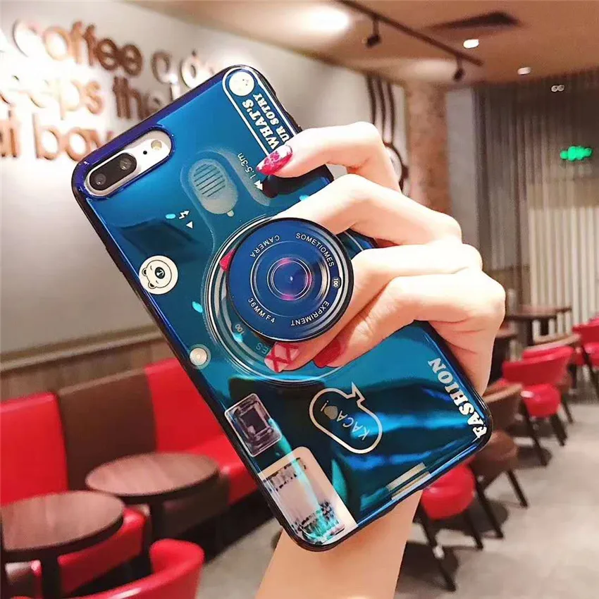 

For Huawei Y6 Y7 Y9 2018 Case Blue Ray Camera Holder Stand Silicone TPU Case For Huawei Y5 Y6 Y7 2017 Y6 Pro Y7 2019 Cover Funda
