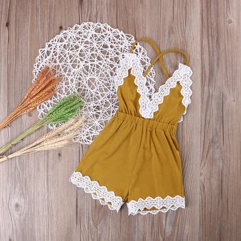 

Adorable Newborn Baby Girls Clothing Romper Sleeveless Backless V Neck Jumpsuit Flower Outfits Clothes New