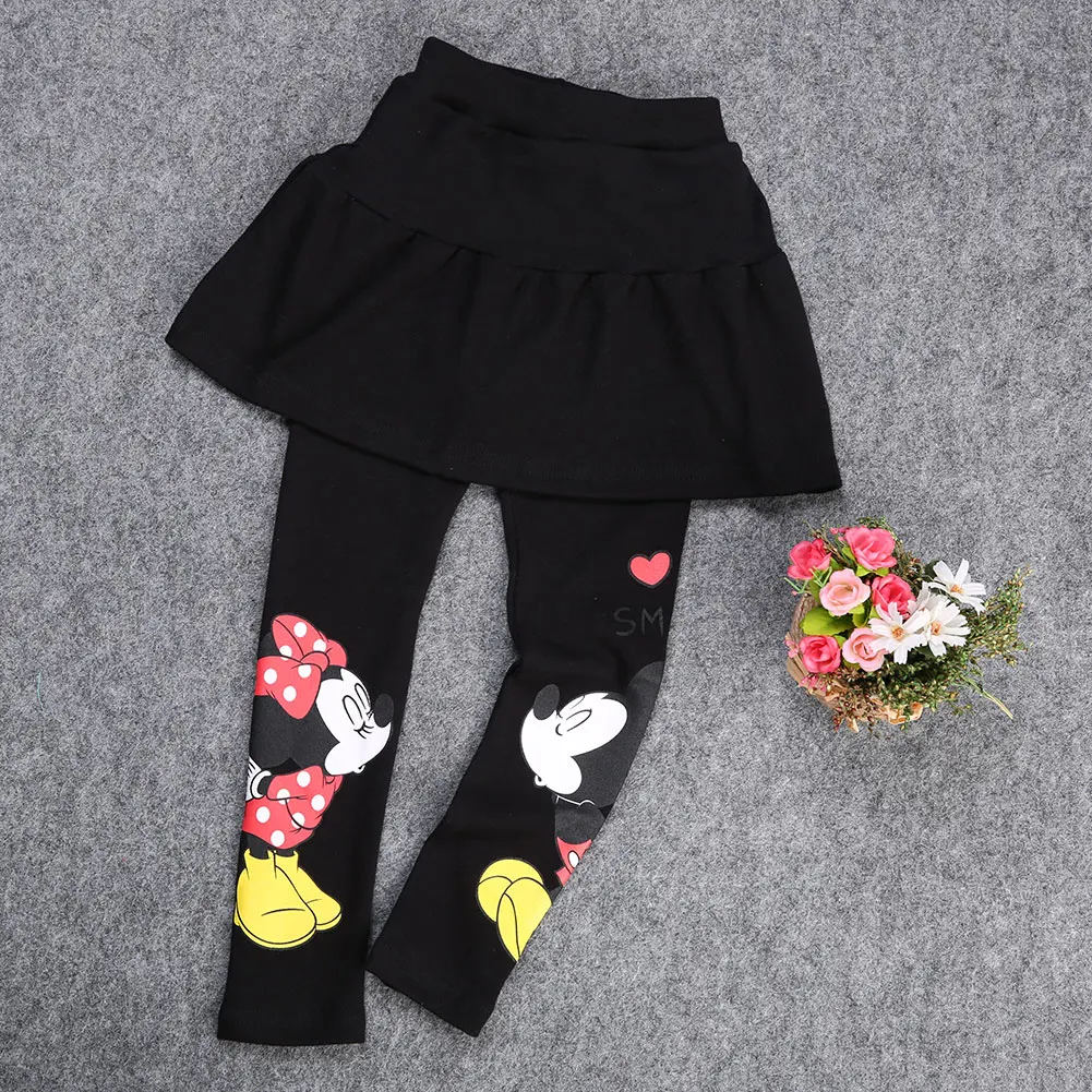 Pudcoco/штаны для девочек весенне-Осенняя детская одежда для девочек стрейчевая юбка-брюки леггинсы с рисунком Микки и Минни